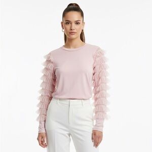Elegant Pink Ruffle Sleeve Top